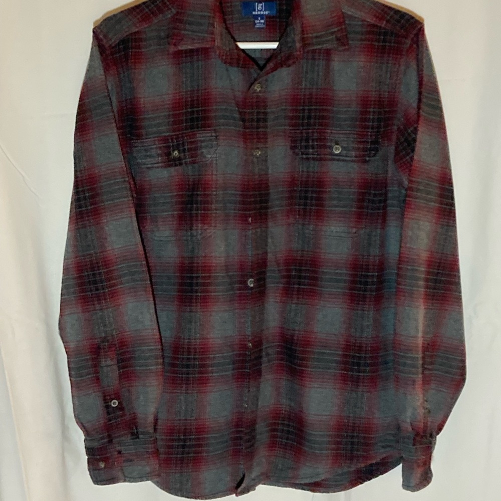 Men’s Flannel Shirt, Grey/Black/Red